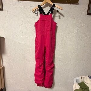 Roxy Pink Girls Large Snow Bib with Black Straps ski snowboard